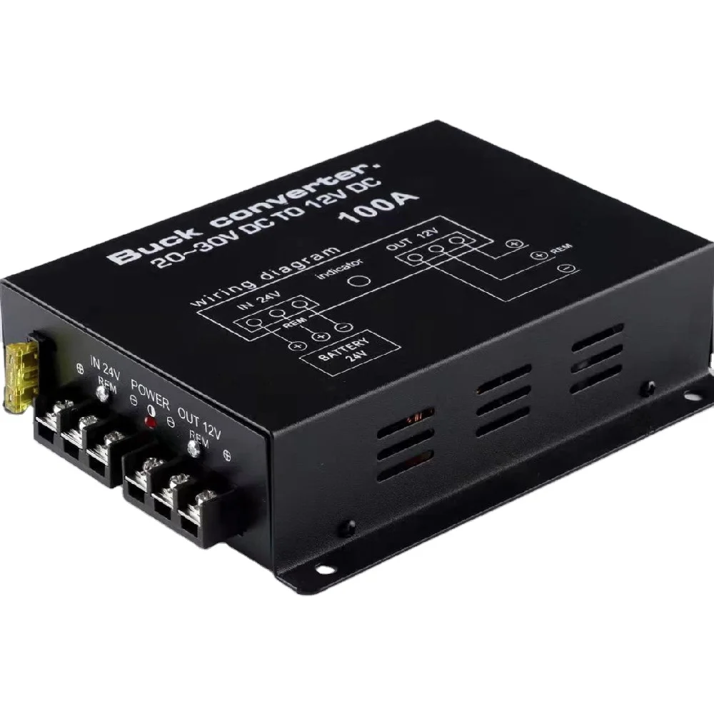 DC24V to DC12V 100A Inverters Converters 100A Buck Converter Car Power Supply Transformer With Fan