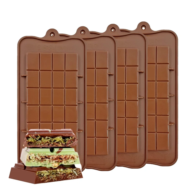 Silicone Square Food Grade No-Stick Butter Candy Bar Chocolate Mold for Making Standard Size Hot Chocolate Bomb Cake Jelly