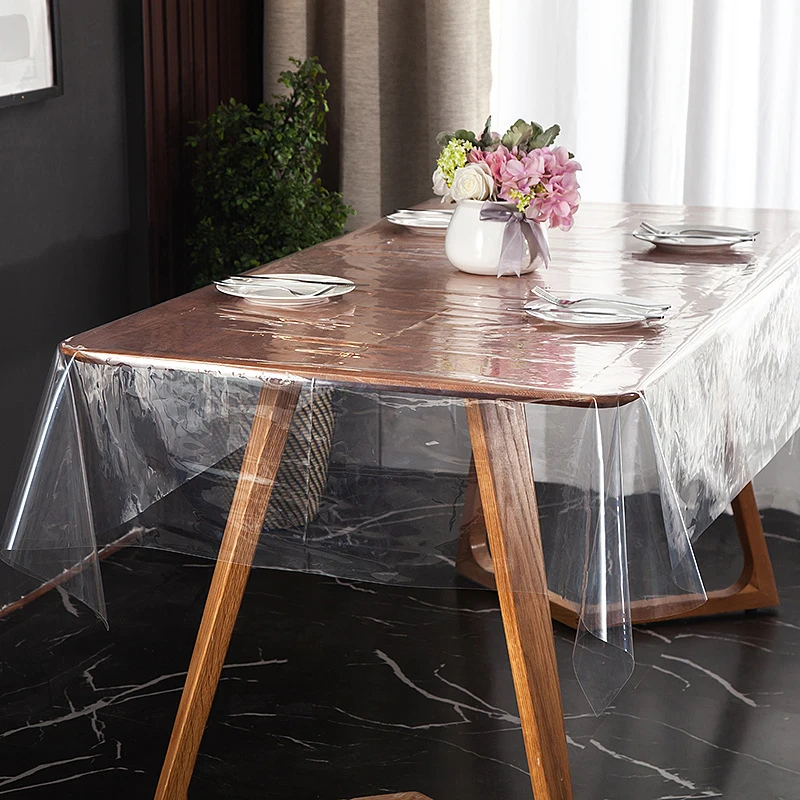 Thick Transparent Soft Glass PVC Table cover With Lace Best Selling Produce 2023