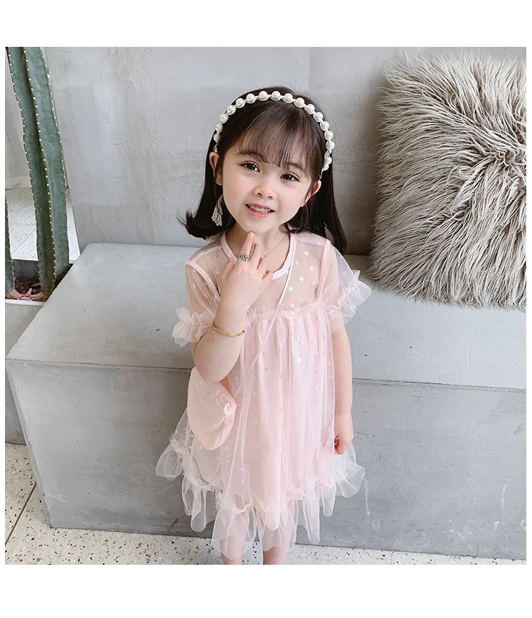 
Summer Mesh Costumes Princess Dresses for Baby Girl Kids Dress Elegant Vestidos Sequined Children Clothing 