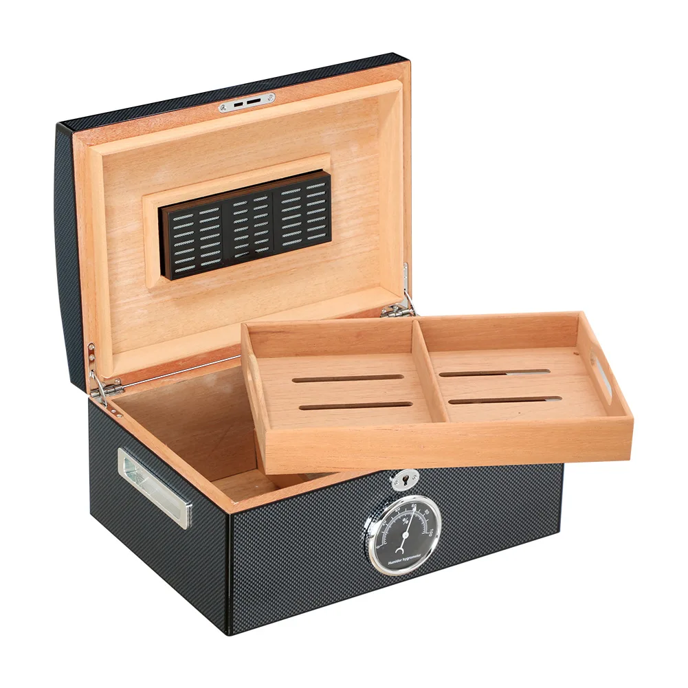 Luxury Piano Lacquer Wooden Cigar Box humidor with hygrometer custom cigar box display humidor