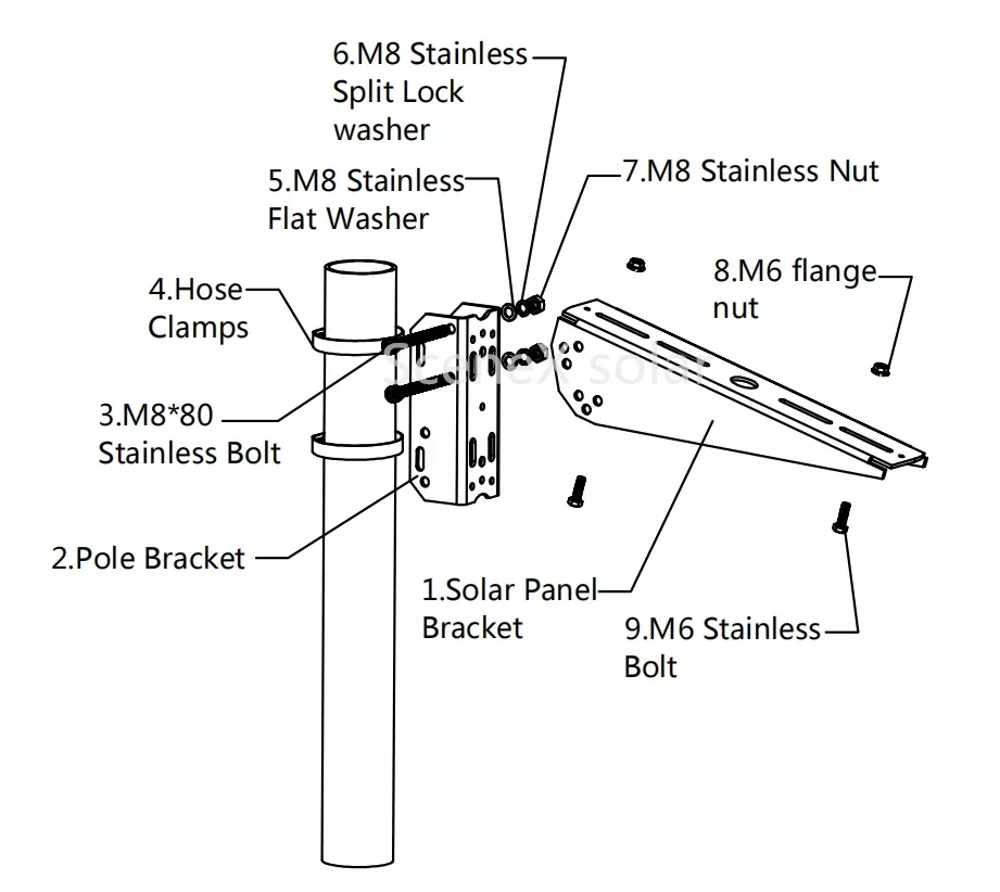 Aluminum 30w 60w 100w Solar Panel Pole Mount Bracket For Mounting