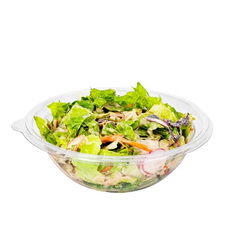 Compostable PLA Round Salad Fruit Bowl PLA Salad Bowls Fruit Vegetables Biodegradable PLA Food Packaging