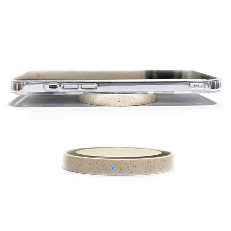 Custom Eco Friendly Wheat Straw Wireless Charger Portable Mobile Phone Fast Ultra-slim Wireless Charging Pad Charger