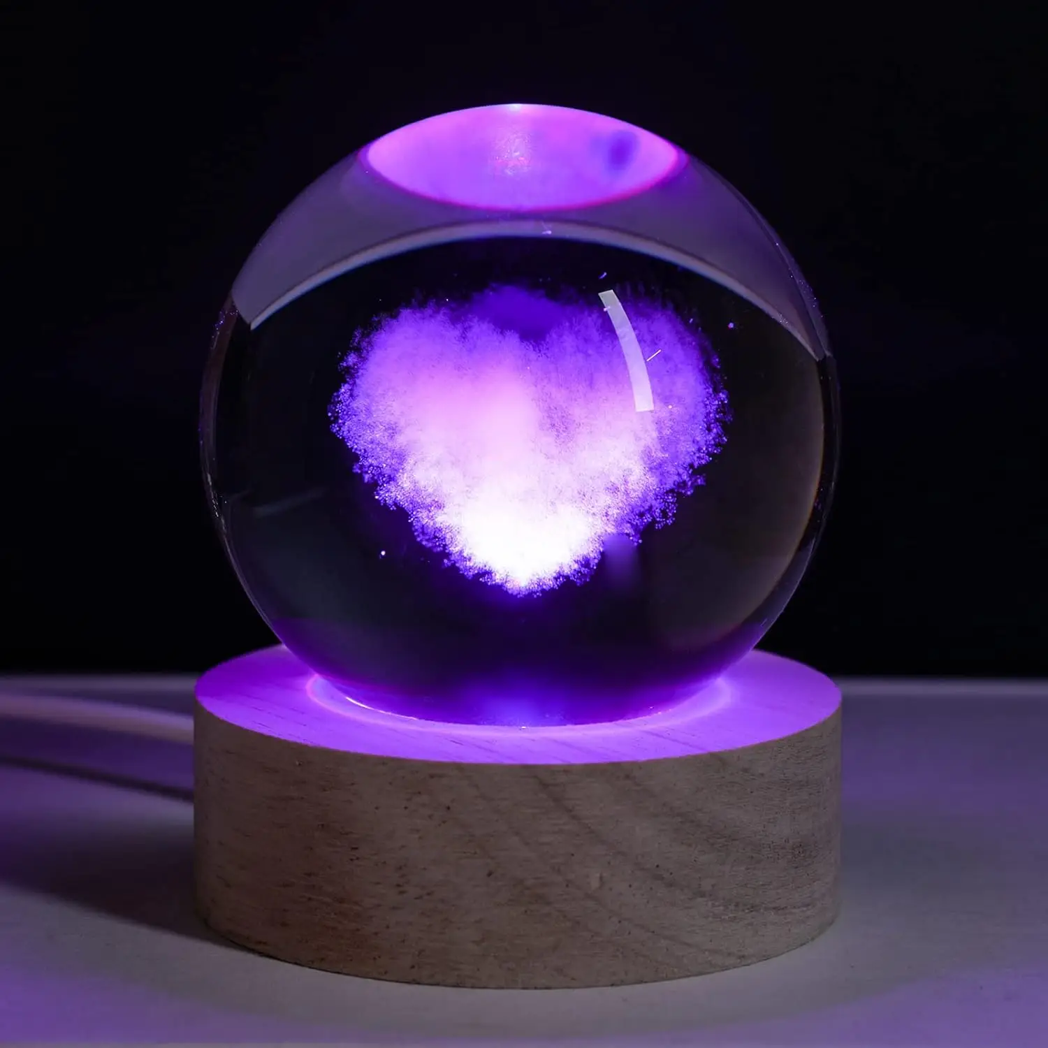 Wholesale Crystal Night Lamp Laser Engraving 3d Interior Crystal Ornament Desktop Home Decor 3d Galaxy Crystal Ball Night Light