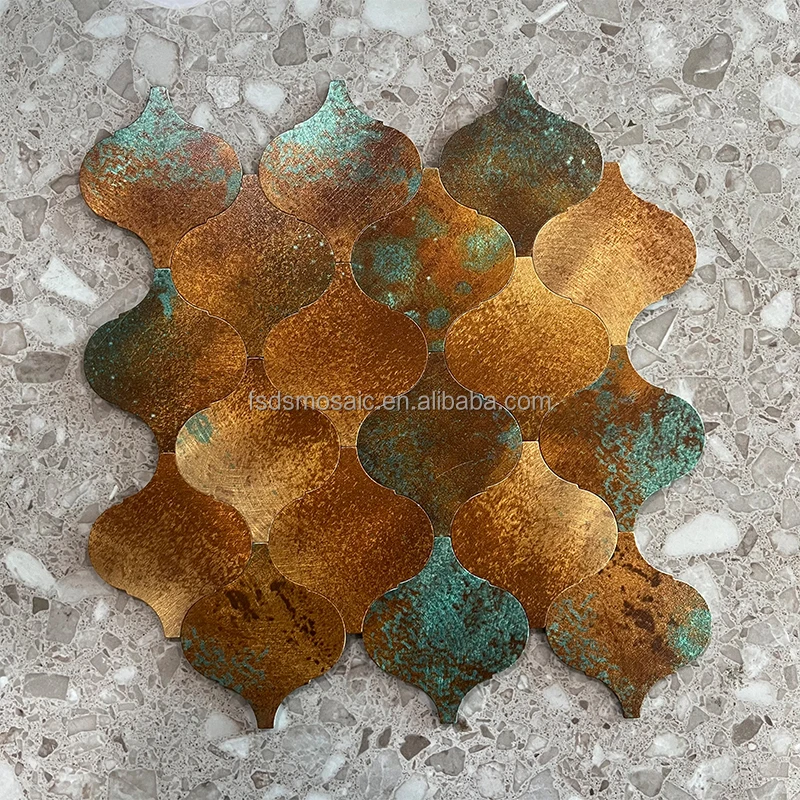 Lantern Shape Mixed Color Brushed Pattern Self Adhesive Mosaic For Bathroom Ceiling Wall Tile Aluminum Mosaic