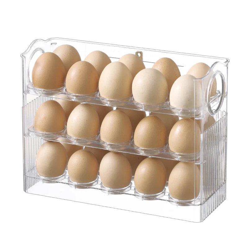 3 tier Egg Storage Container for Refrigerator, Stackable Egg Storage Box for Refrigerator Door Stores 30 pcs Egg