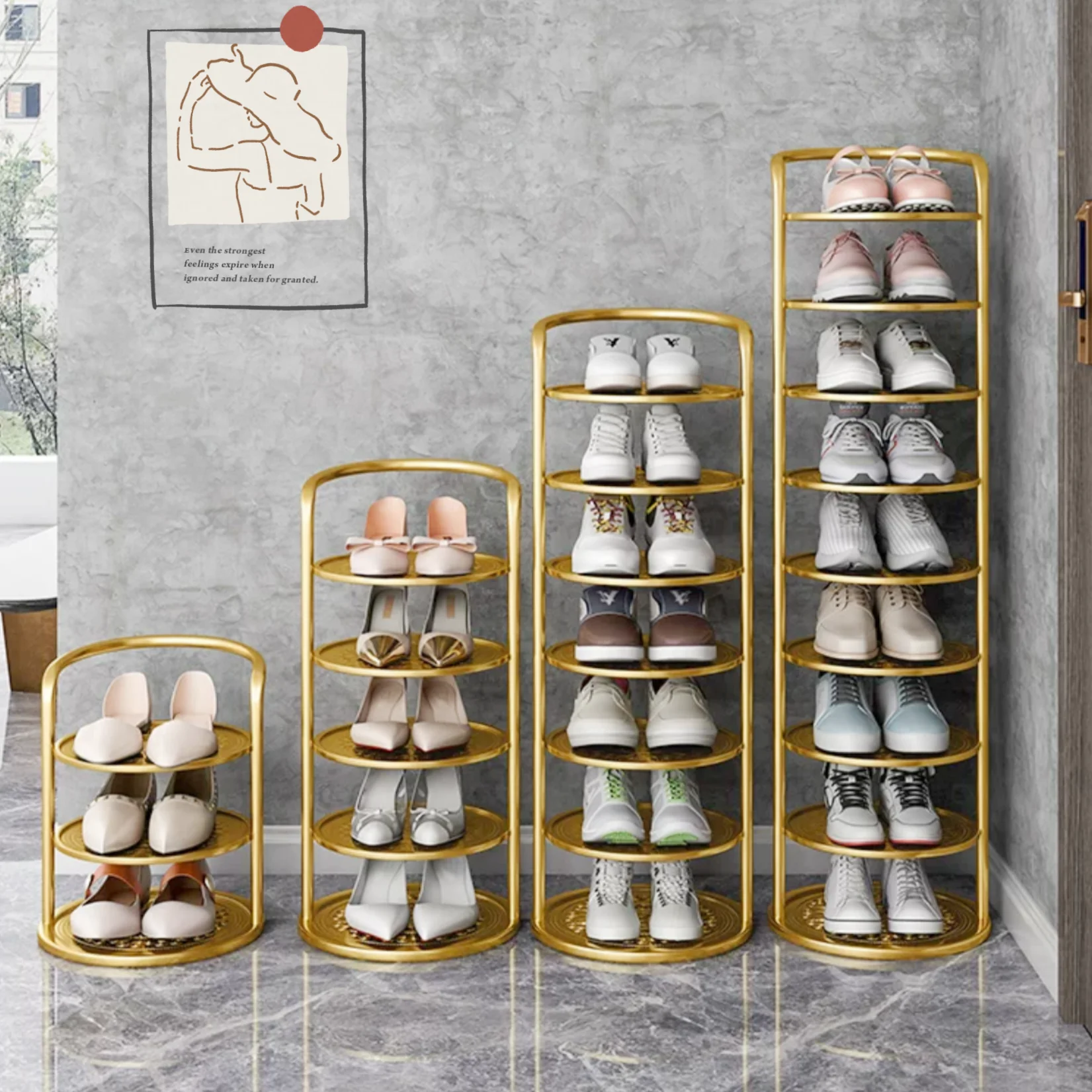 Customize Modern Metal Entryways Wrought Iron Shoe Stand Assemble Shoe Storage Gold Shoe Racks For Home