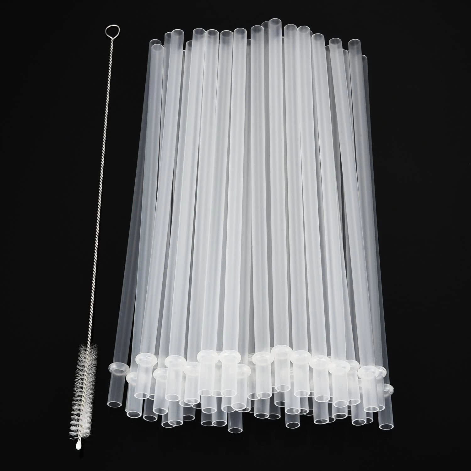 PP straight straw hot selling Reusable Drinking Straw Thick Plastic Straws with Cleaning Brush