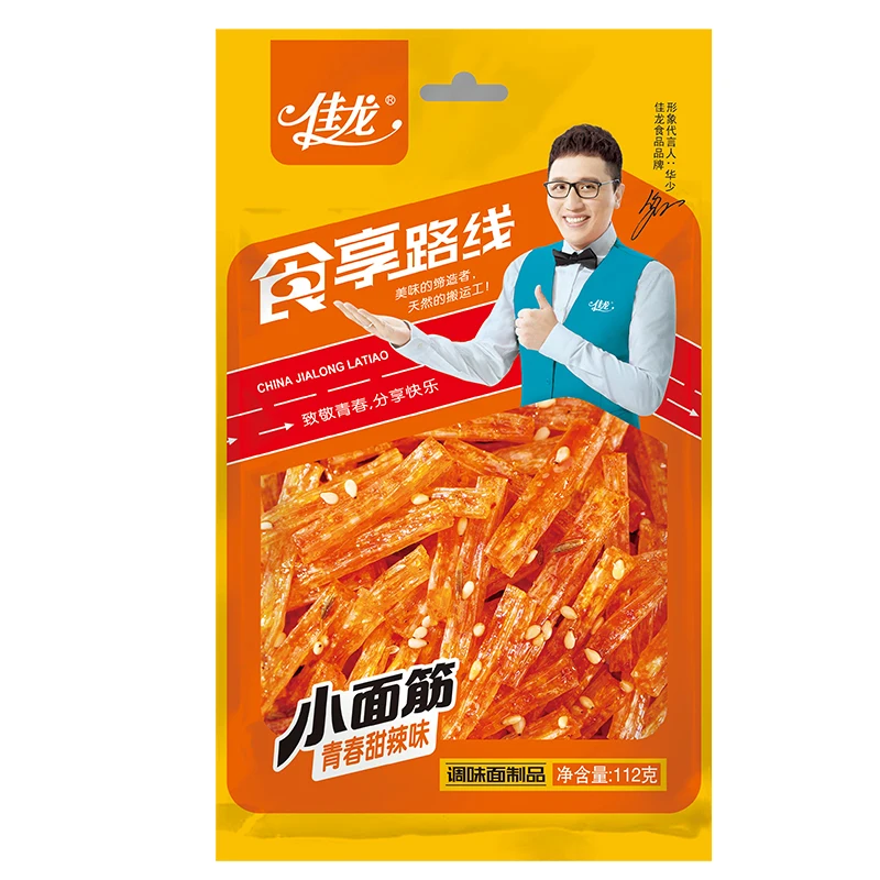 112g popular traditional asian snacks chinese food vegan snack hot strip with Sweet & spicy Flavor for adult