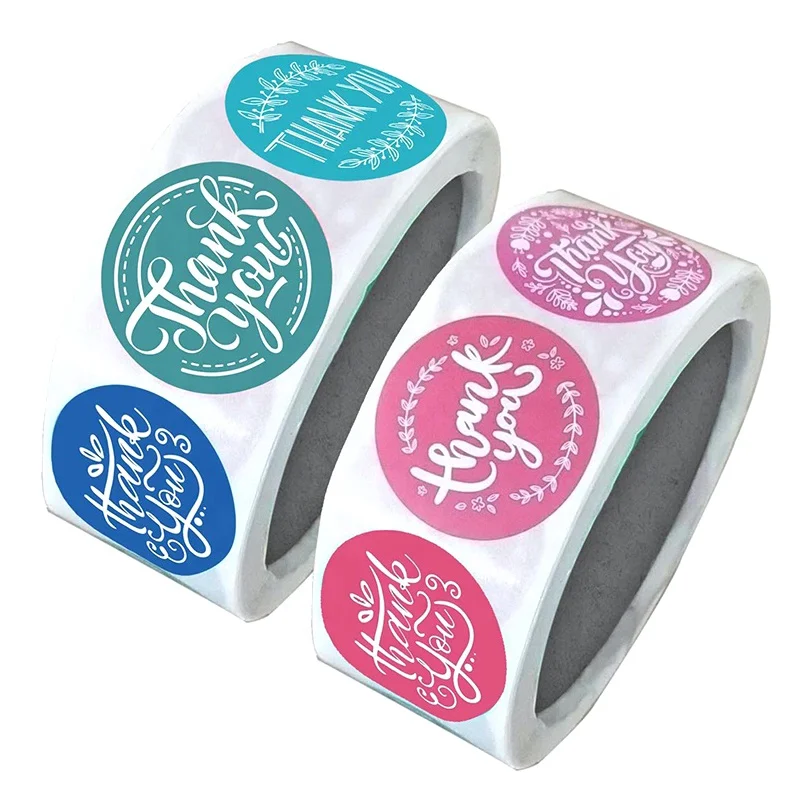Colorful Fancy Decorative Gift 1Inch Packaging Custom Die Cut Thank You Sticker