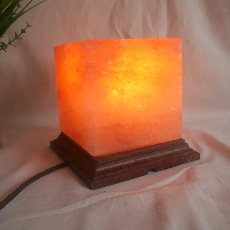 Square Shape Natural Himalayan Glow Salt Lamp Pink Crystal with Cord and Dimmer Switch 5-7 lb from Pakistan Factory Price