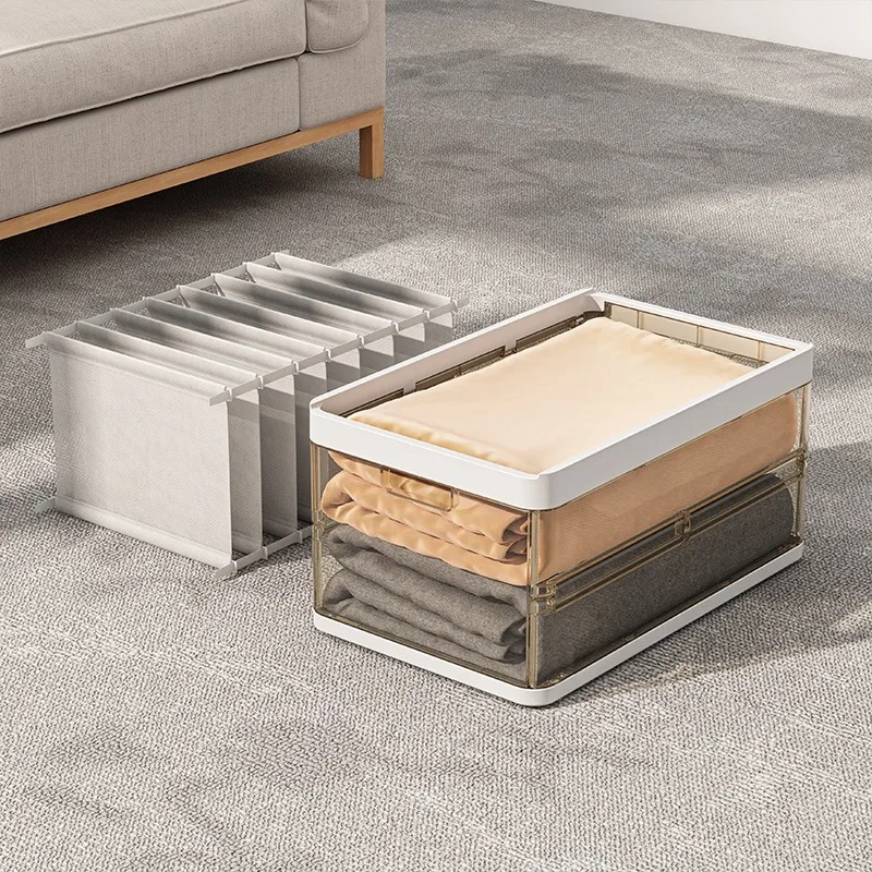 Luxury type folding 7 grid 9 grid jeans storage box collapsible plastic closet clothes storage container with grid
