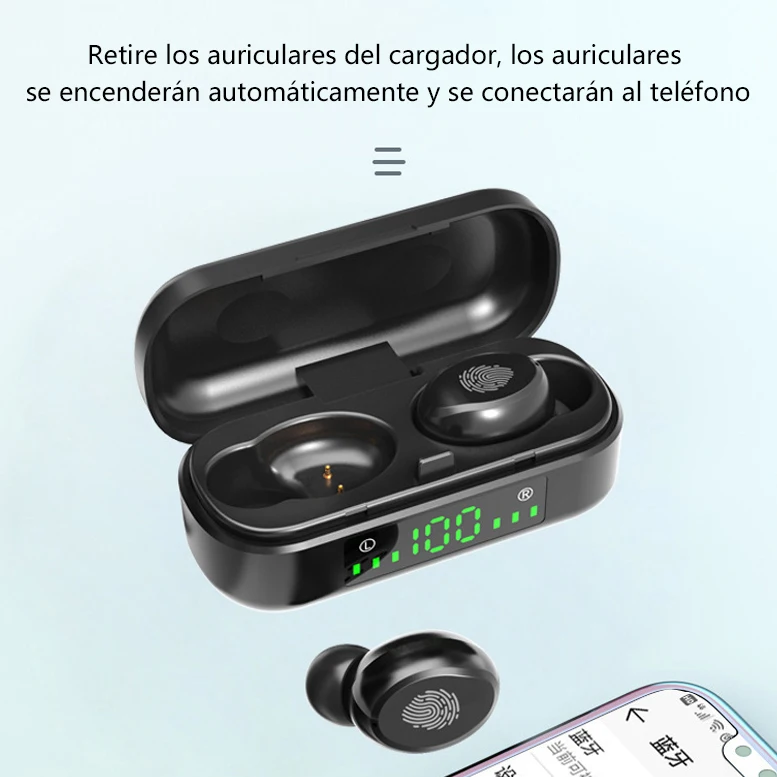 Waterproof Earpieces Kid Headphones Wireless Earbuds Stereo Bass Hifi in Ear LED Display Wireless Earphone V8 TWS 5.0