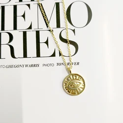 Gold Color Coin Eye Pendant Necklaces for Women Simple Round Disc Layered Choker Necklace Boho Charm Minimalist Necklaces