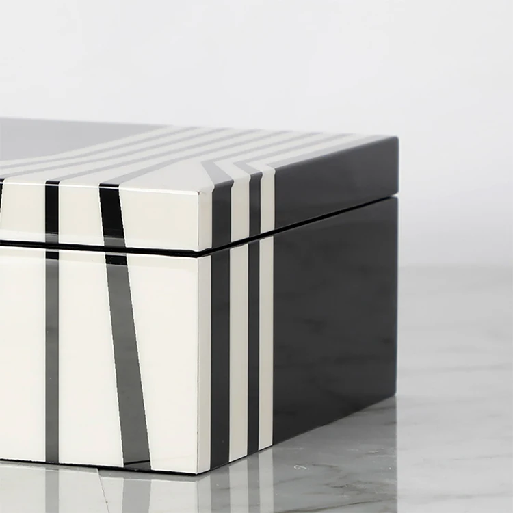 hot-sell modern home interior black white nordic mdf piano lacquer jewelry box for home decoration