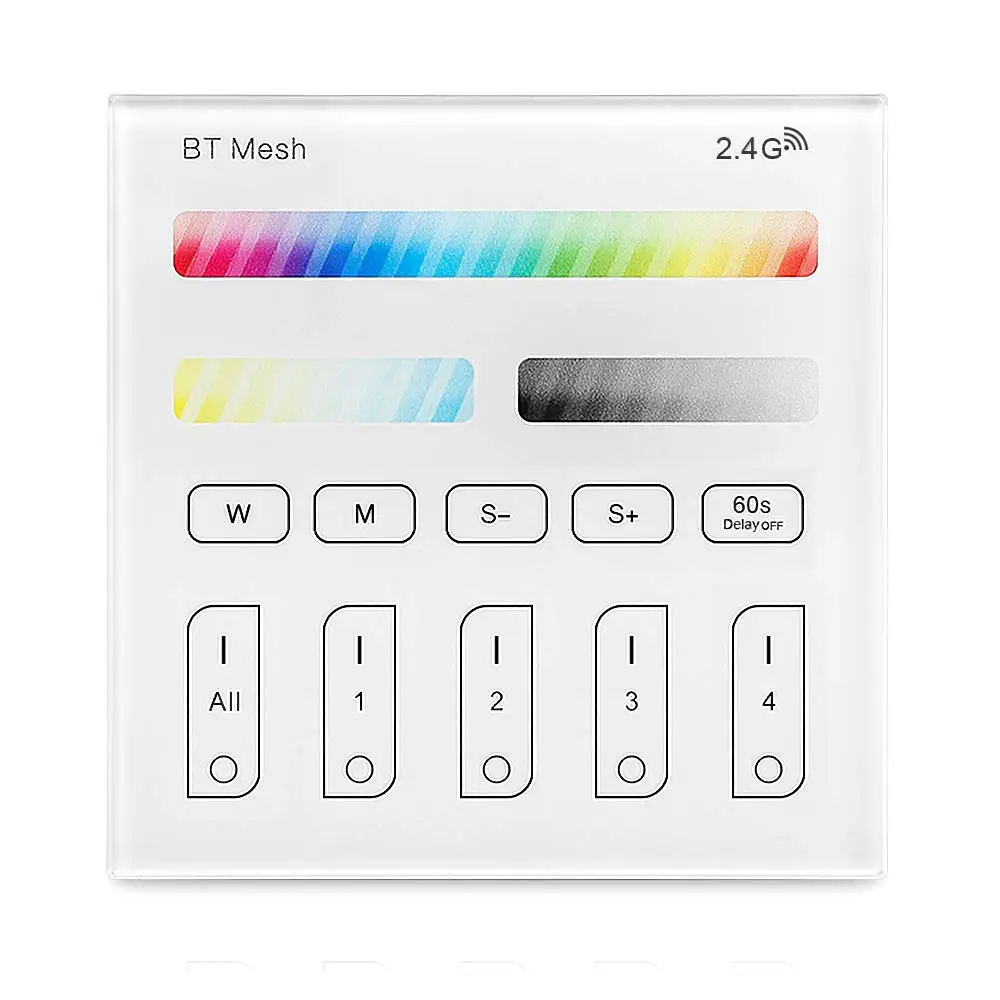 
WIFI Mesh Smart Touch Panel Remote Controller Wireless Wall-Mounted 2.4G RF 4-Zone 3V Battery Operated Touch Screen Panel 