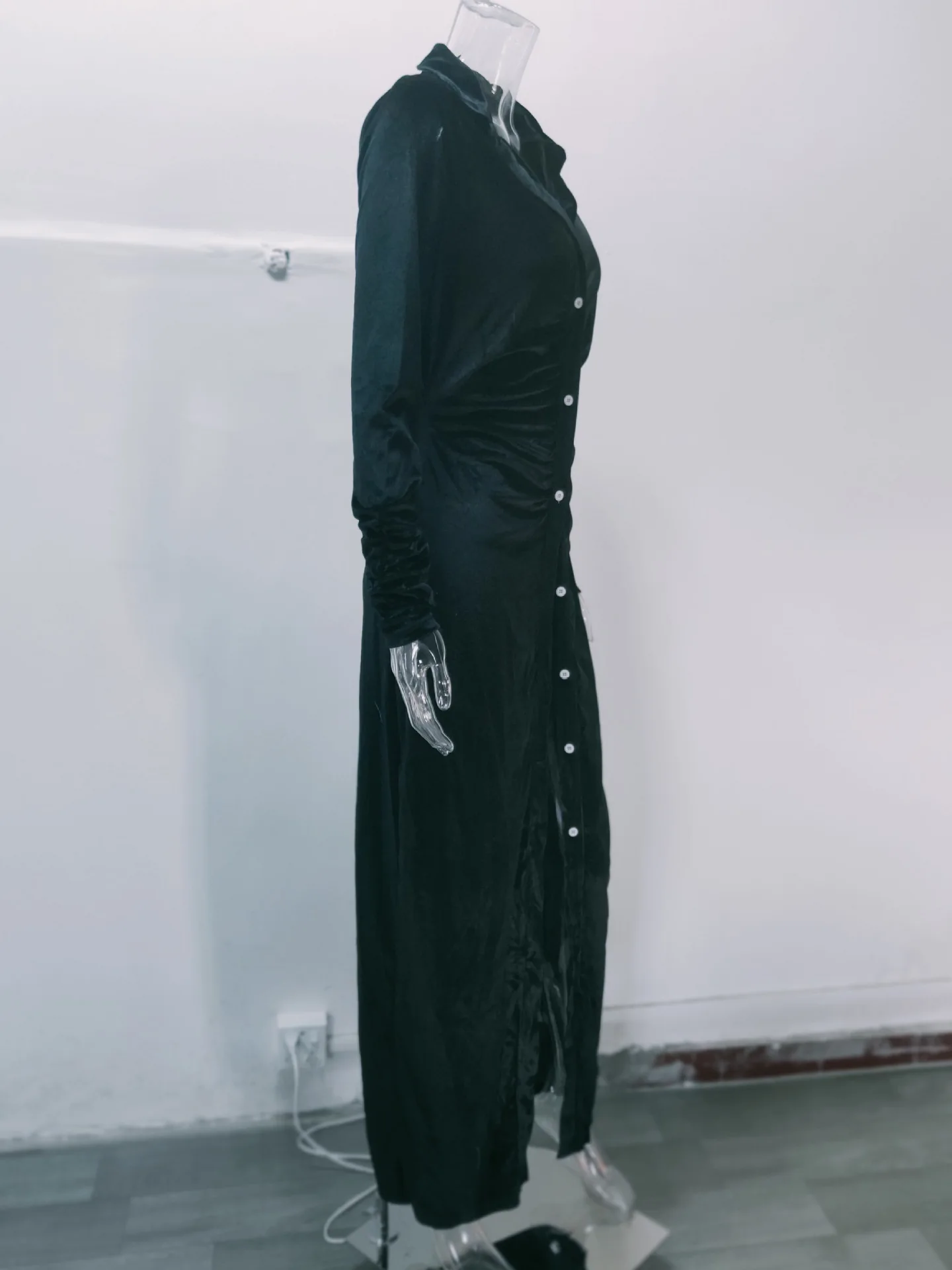 MT259-0320 модный сложены рубашки для мальчиков средства ухода за кожей Шеи Мини платье женщин одежда дня рождения детей возрастом Осенняя пикантная обувь Кнопка уличная асимметричные платья