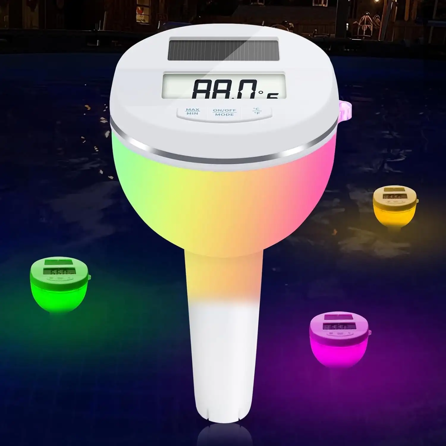 IP68 Floating Easy Read Solar Swimming Pool Water Digital Thermometers for Pools Bath Hot Tubs