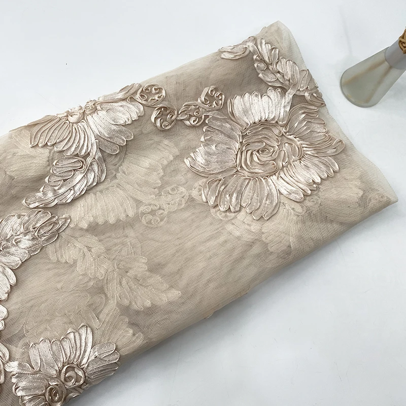 Harvest 100% polyester knitted mesh ribbon tape flowers embroidery for party dresses
