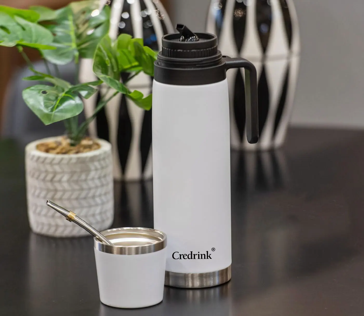 New 2.0 Termo Acero Inoxidable 1 Litro Media Asa Tapon Matero Yerba Mate Thermos 1000 ML Stainless Steel Flask Heat Insulated