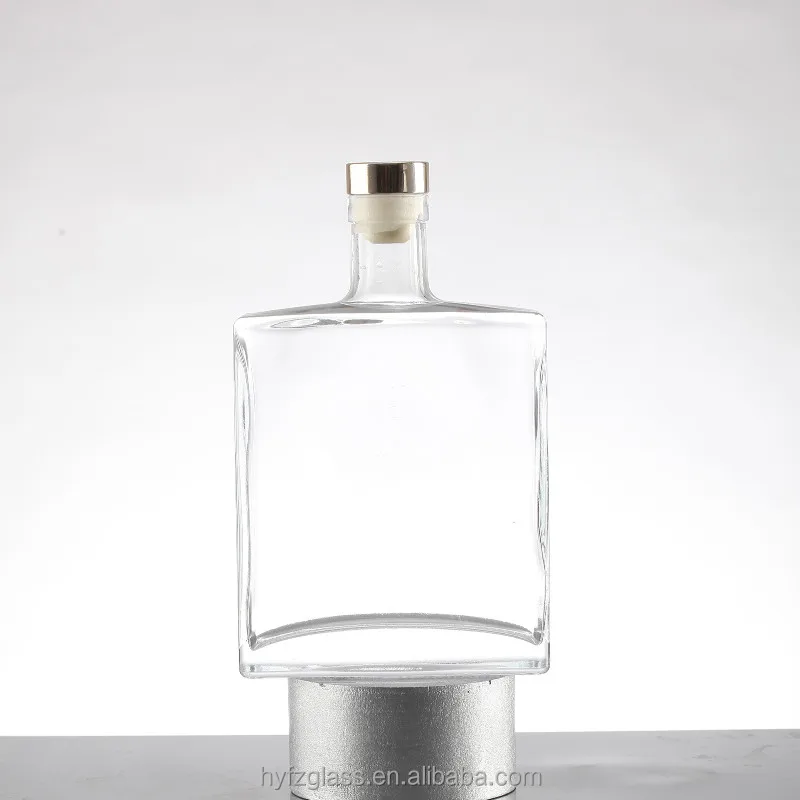 Ruisheng Custom Logo Clear Rum Whiskey Liquor Bottles 100 Ml Square Brandy Glass Bottle