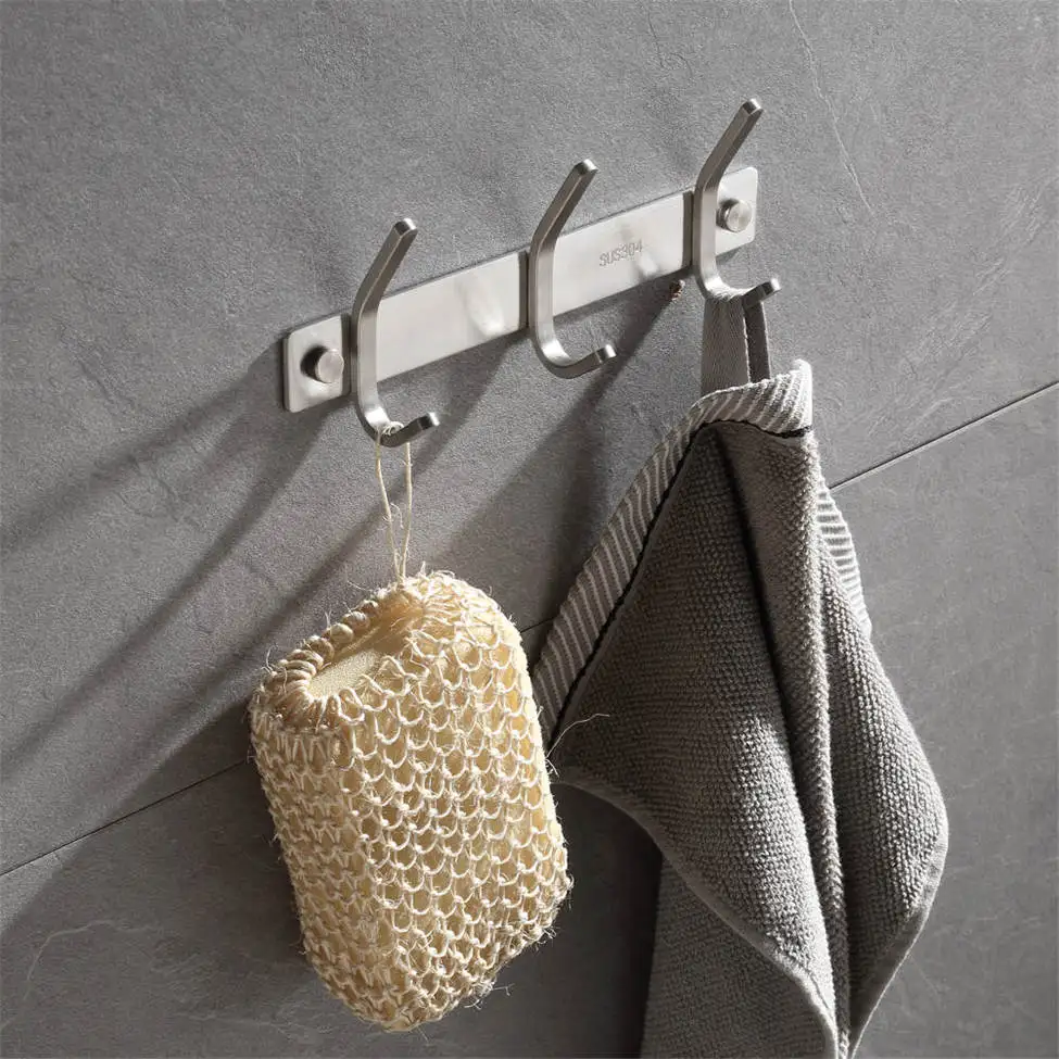 
Hot Selling Wall Mount 304 Stainless Steel Bathroom Accessories Robe Hook Towel Hook Clothes Hook 