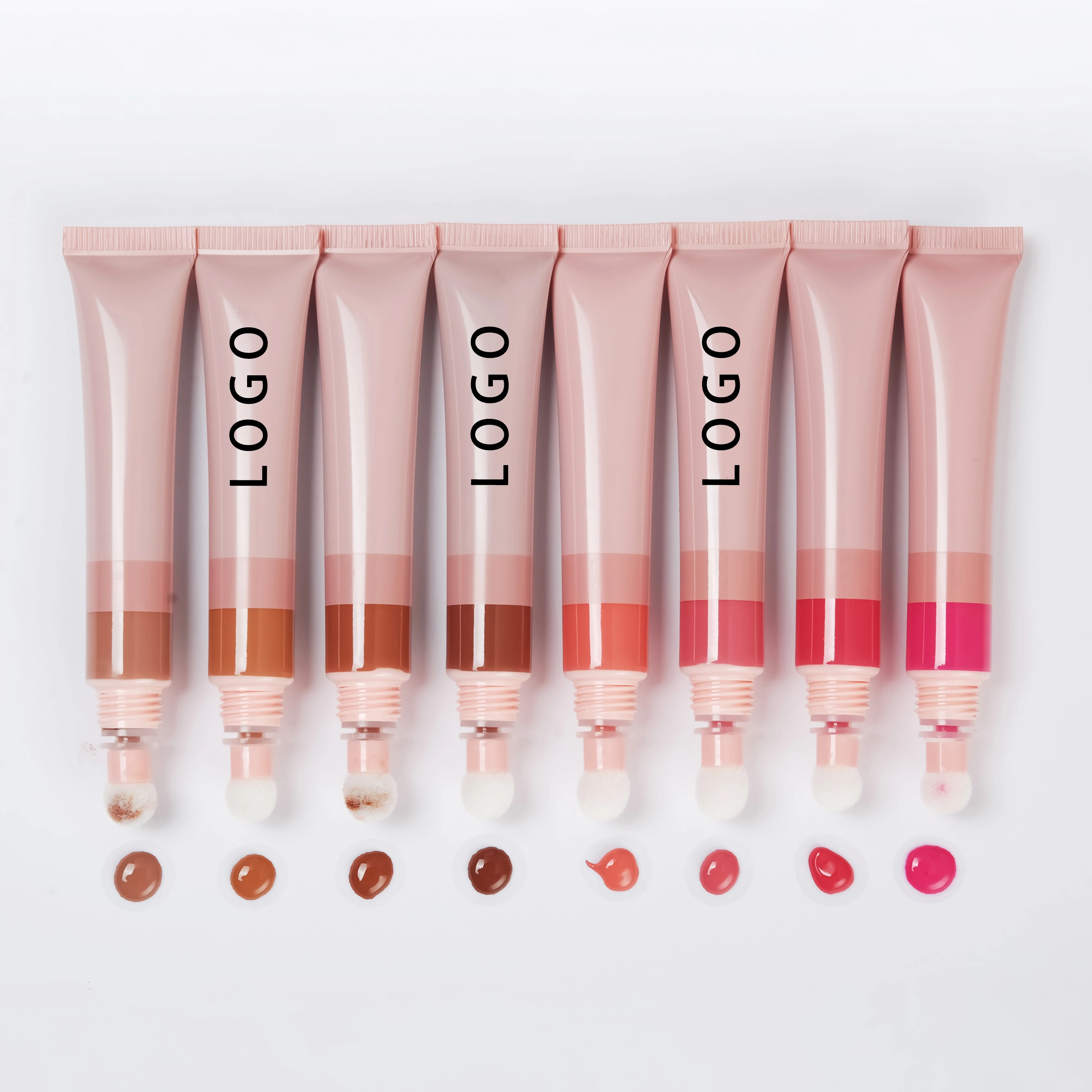 private label multipurpose waterproof long lasting liquid blush contour stick  lip eye cheek tint with sponge brush