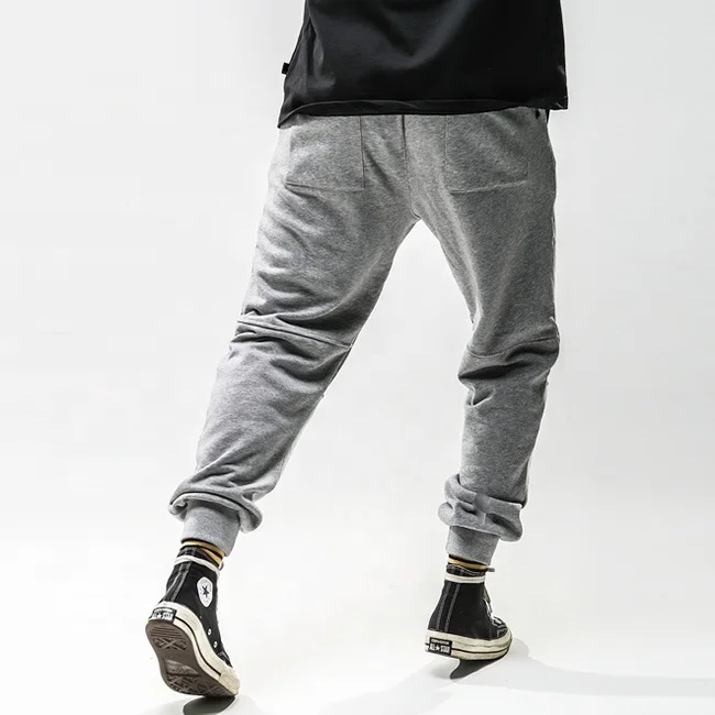 OEM high quality solid color elastic drawstring cotton patchwork jogger pants casual workout sweatpants couple streetwear stock