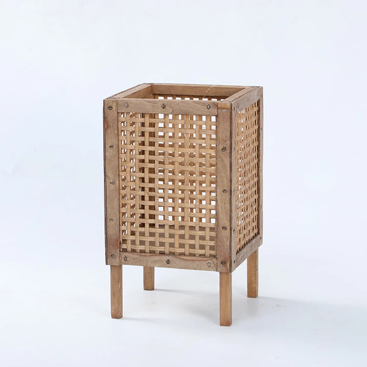 
Hand Weaving Rectangular New Design Wooden Lantern Candle Holder Bamboo Material Decorative Stand Wholesale  (1600090593781)