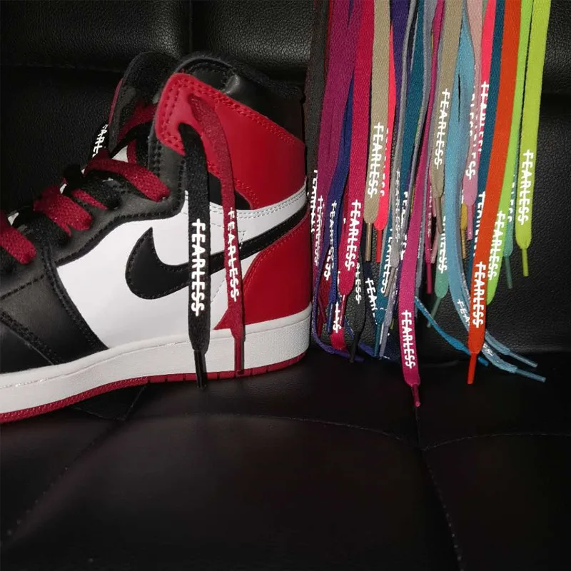 Match AJ sneakers shoelaces white blue pink black reflective color FEARLESS shoelaces
