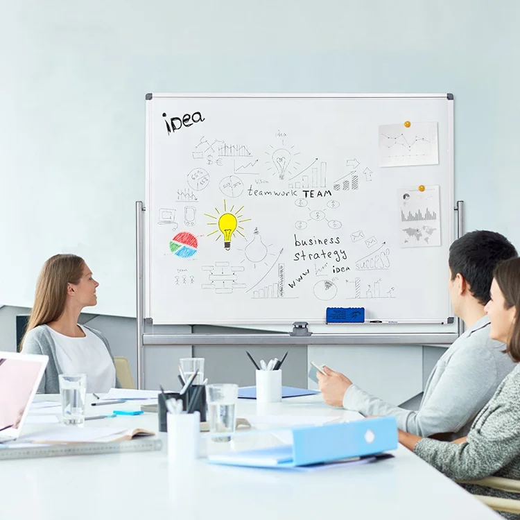 Factory price office mobile magnetic whiteboard easel double sided reversible whiteboard with stand