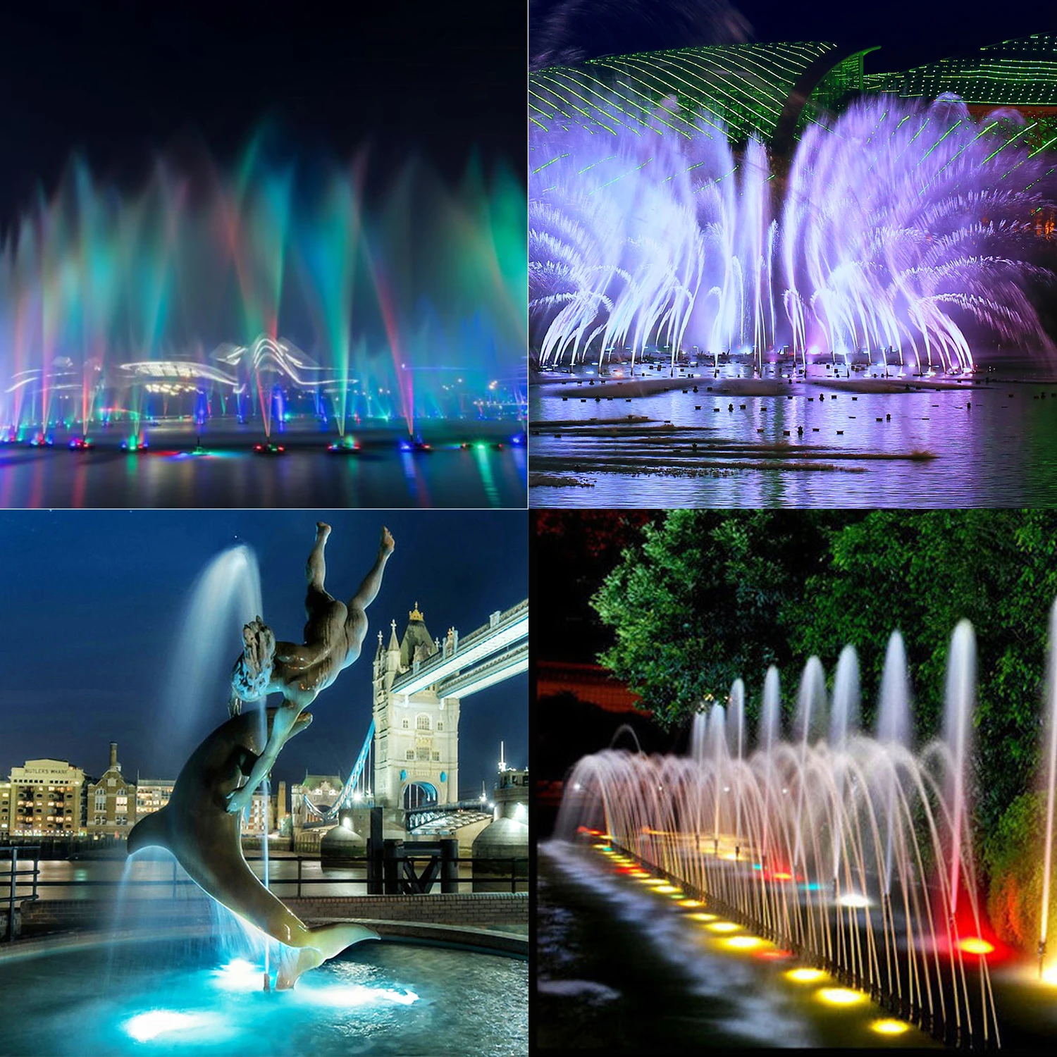 Modern Landscape Underwater Lighting Water Fountain With Rgb Led Fountain Ring Light