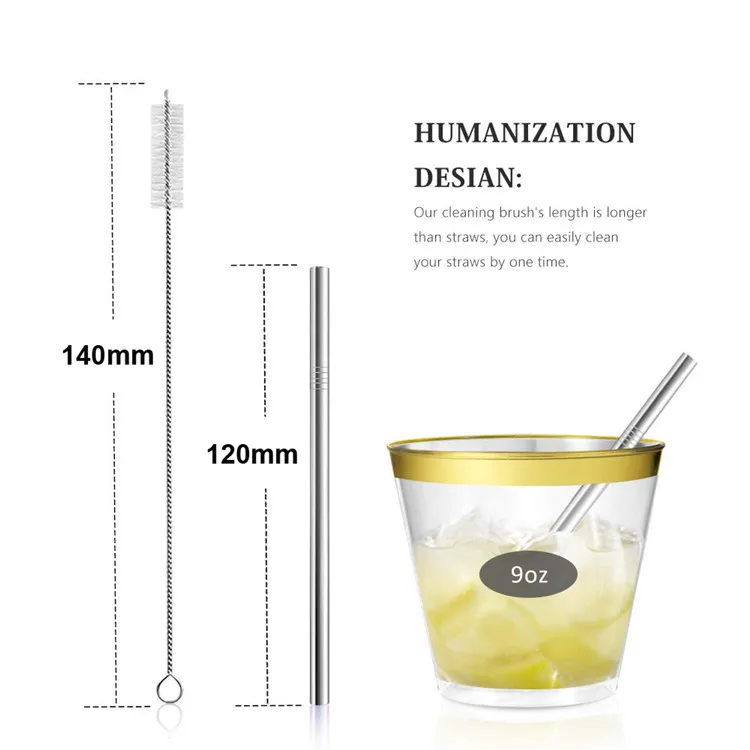 
Custom Hot Sale 120mm 125mm 140mm 160mm 5inch 6.3inch Short Bar Cocktail 304 Metal Stainless Steel Drinking Straws With Logo 