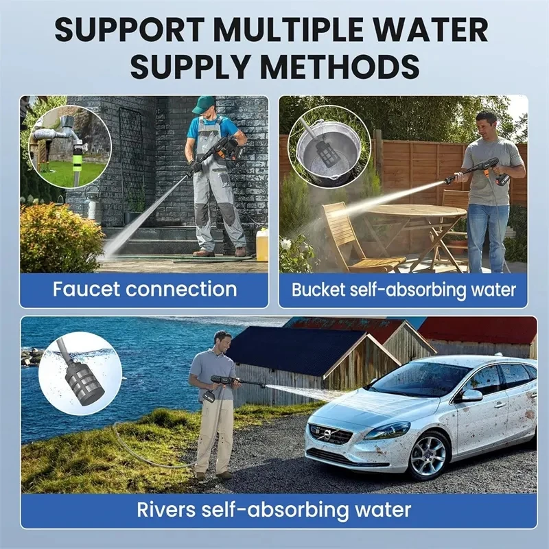 21V Lithium Battery Rechargeable  Used Car Wash Machine High Pressure Gun Car Washer Spray Gun for Water