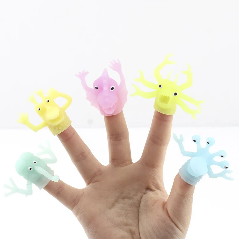 Cartoon Glow In The Dark Finger Monsters Toys TPR Finger Dolls Magic Finger Fidget Toy For Baby Decompression Toys