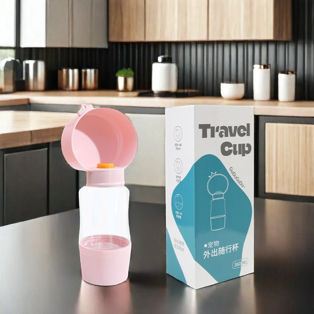 Xianchanpets 350ml Stainless Steel Portable Dog Water Bottle Go out Water Dispenser with Accompanying Cup for Travel Feeding