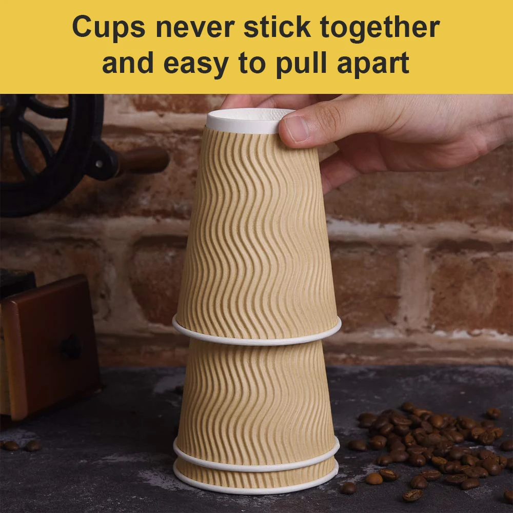 8/10/12/14/16/20oz Hot Sales Biodegradable Disposable Coffee Ripple Wall Paper Cup for sale
