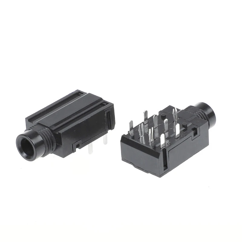 Pcb 1/4 Jack Socket Audio Connector 6.35mm Gold Plated 2 Pins Vertical Stereo Audio Jack