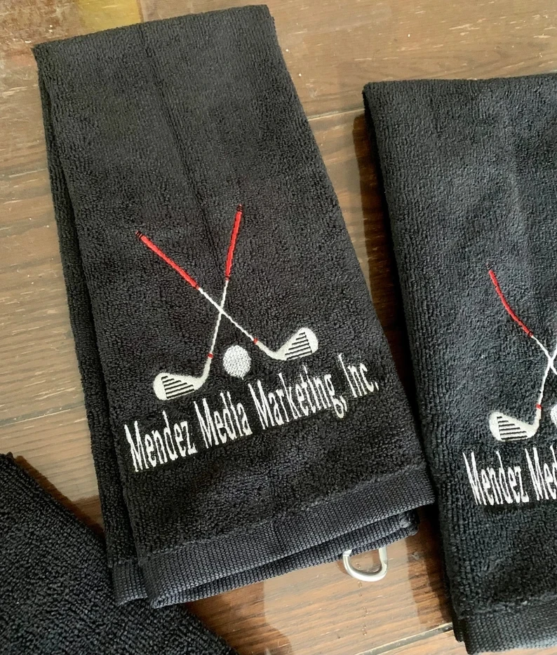 Personalized Bowling Towels 50cm*40cm Cotton Golf Towels Tri Fold Golf Towel With Carabiner Clip Custom DIY Monogram