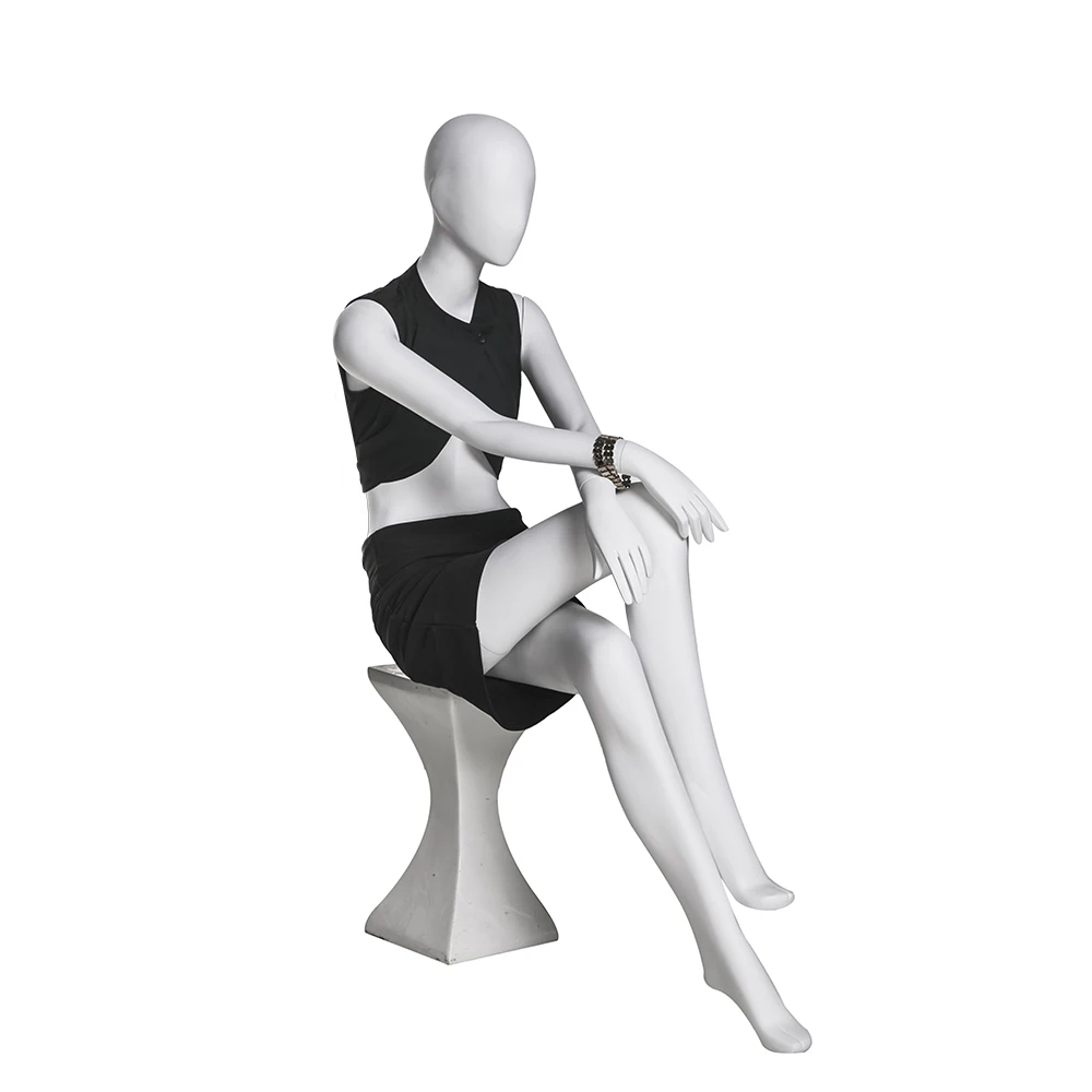 Женский манекен из белого стекловолокна, сидячий полноразмерный абстрактный женский манекен