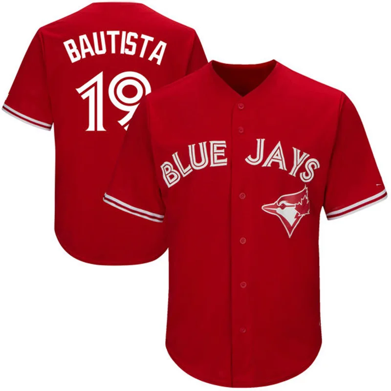 Custom 19 Jose Bautista 27 Vladimir Guerrero Jr. Throwback Embroidery Logos Men' s Baseball Jerseys