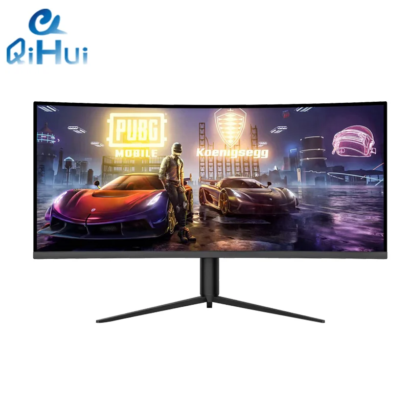 Qihui LCD Monitor 34 pulgadas 4k UHD de 1 ms 75 Hz Height Adjustable anti-blue light LED Monitor For Business & Study & Office