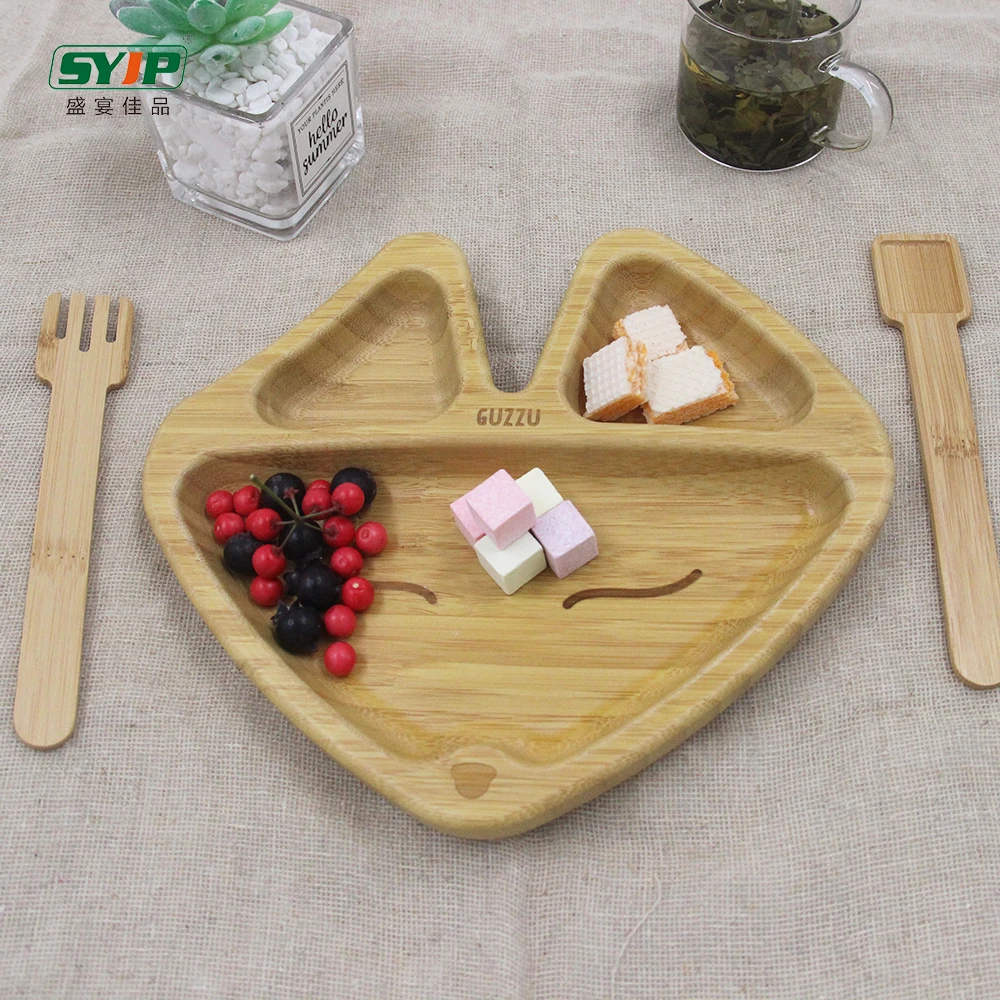 Wholesale Baby Tableware Dining Wooden Baby Feeding Plate Set