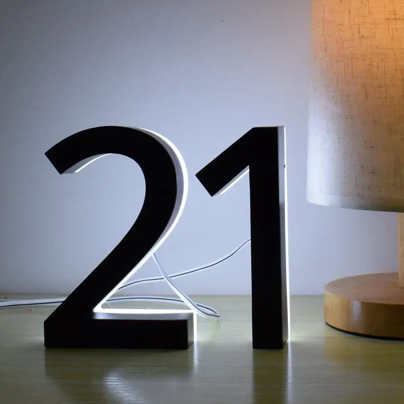 Металлический 3D светодио дный светильник с номерами для дома наружный водонепроницаемый домашний гостиничный дверной из нержавеющей стали