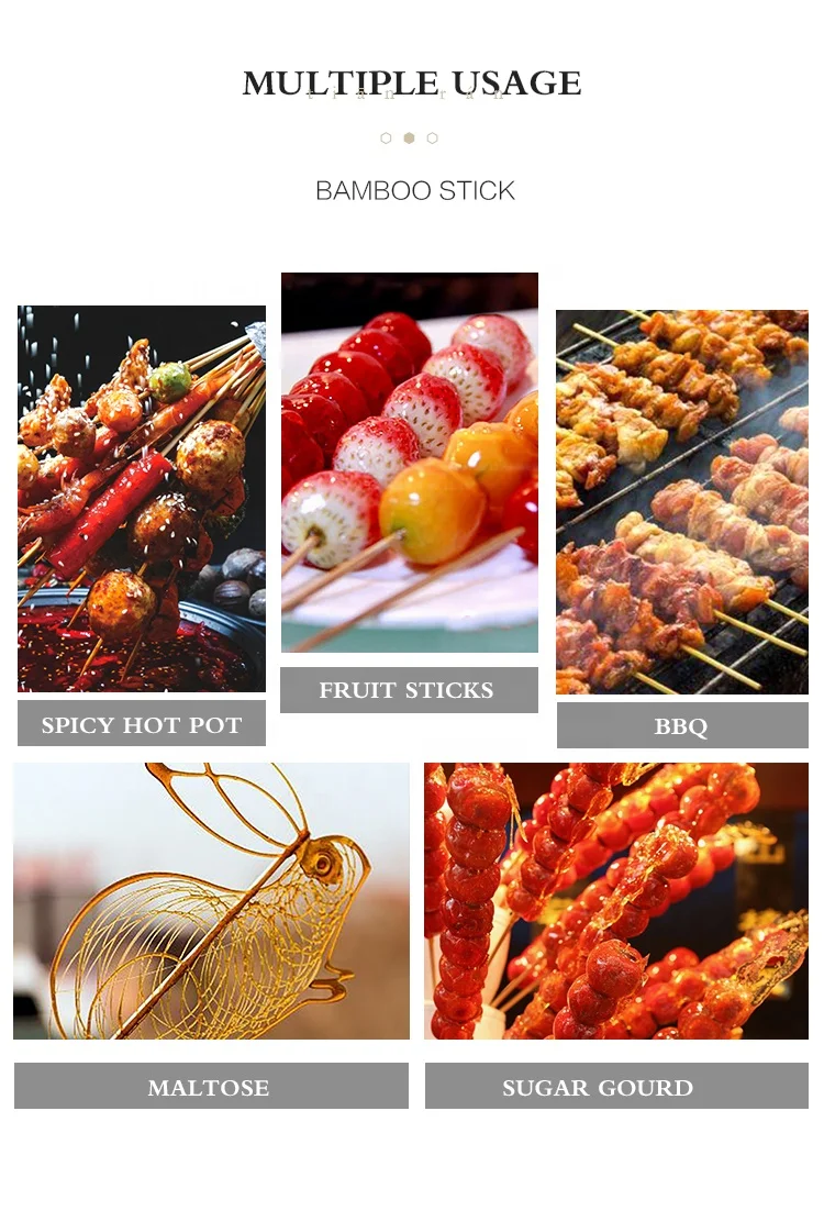 Heat Resistant disposable bbq skewer round sticks Round Kebab Bbq Bamboo Sticks