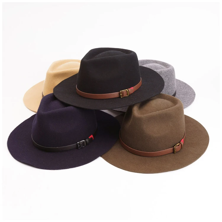 Уличная Весенняя стильная крупногабаритная шерстяная лента с широкими полями для мужчин