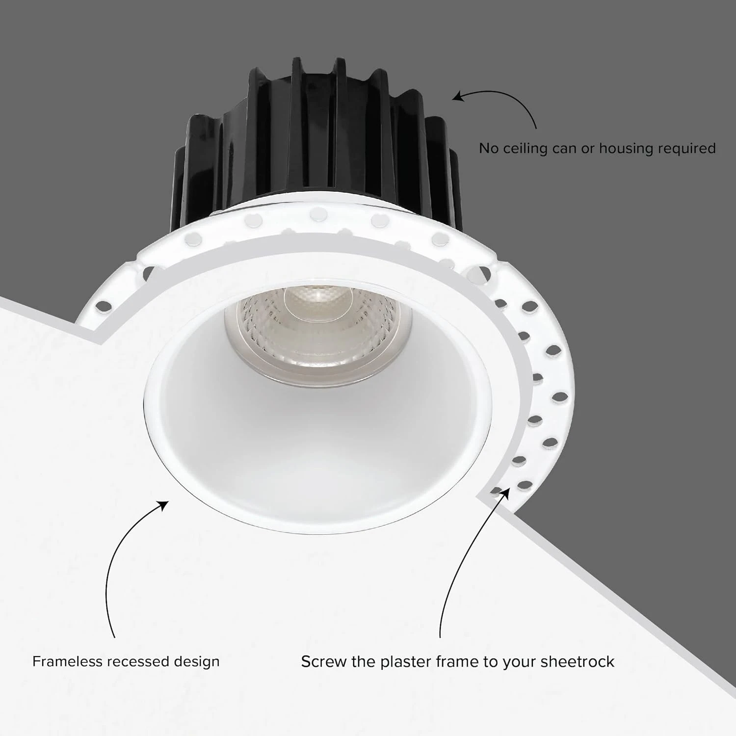 US 4 Inch Trimless Anti-Glare LED Downlight Canless Ceiling Commercial Hotel Use SMD2835 Light Source Panel Spotlight IC Rated