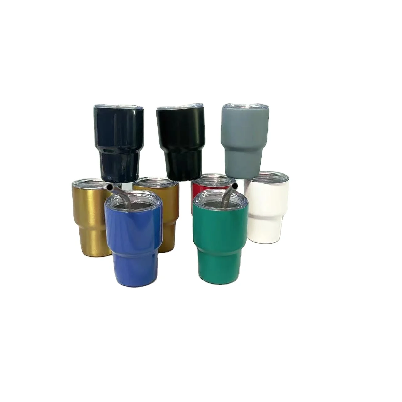 304 Stainless Steel Magic 2oz Mood Food Grade Solid Color Plastic Cold Water Colorful Glitter Cup With Lid And Straw