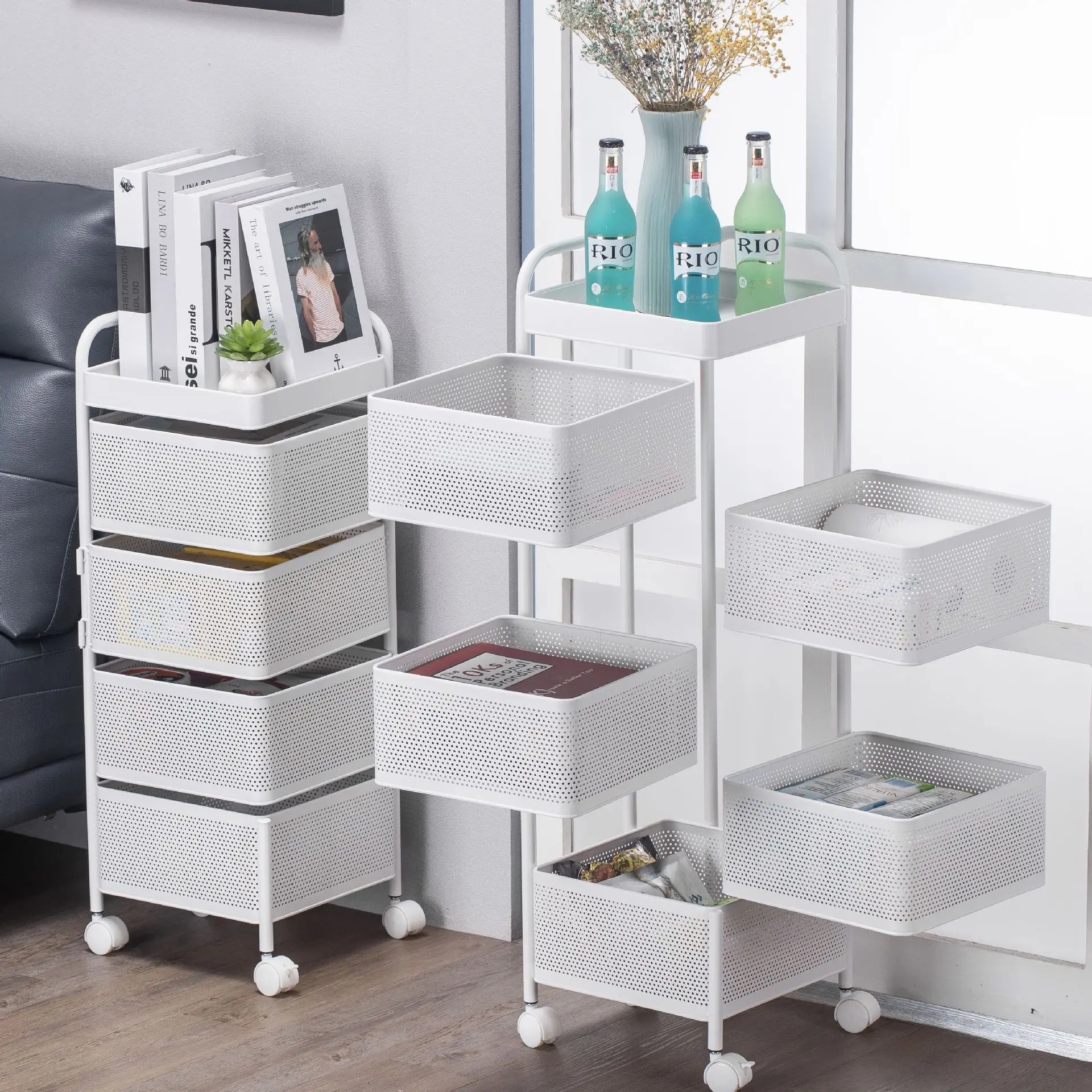 Wholesale Rotating Carbon Steel Metal Shelf Floor Multi-Layer Fruit and Vegetable Storage Rack For Kitchen Living Room Bathroom